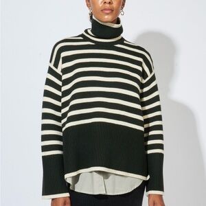 Toteme Green/White Striped Sweater, Sz Small
